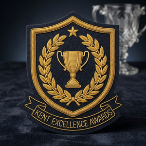 Private Label Hand Embroidered Bullion Badge Custom Achievement Award Gold Wire Presentation Insignia Merit Honor Emblem Bulk - Product Image 5