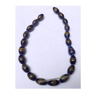 Collier de perles ovales en verre bleu, bijoux fantaisie pour filles, idéal pour les fêtes et les anniversaires - Product Image 1