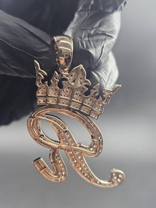 Moissanite Crown <b>Initial</b> Pendant Iced Out Custom Jewelry Luxury <b>Silver</b> Hip Hop Statement <b>Necklace</b> Gift - Product Image 4