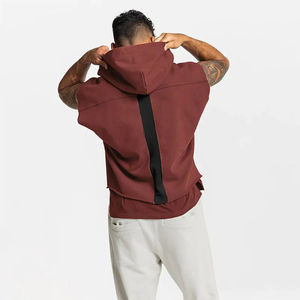 Camiseta sin mangas con capucha para hombre, estilo coreano, sudadera extragrande, transpirable, para fitness, gimnasio, deportes, chaleco, ropa deportiva informal de verano - Product Image 4