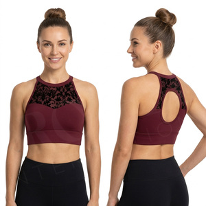 Latest Design High Neck Floral Mesh Sports <b>Bra</b> Women Racerback Push Up Workout Gym Fitness Supportive Activewear Wear Sports <b>Bra</b> - Product Image 3