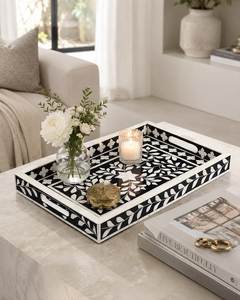 Noble Tradition Bone Inlay Luxury Handmade Serving Tray for Kitchen High-<b>End</b> Home Decor Dishwasher Safe Elegant <b>Table</b> Use - Product Image 5