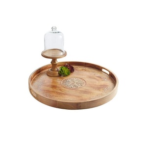 Bandeja de Madera Natural con Asas, Estilo Rústico, para Servir Desayuno, Café, Té, Comida, Bocadillos, para el Hogar o Restaurante - Product Image 3