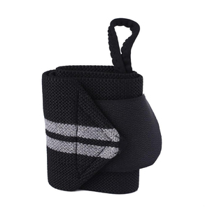 ASKIM IMPEX Sangles de soutien pour poignets noires avec rayures bleues, fermeture auto-agrippante pour exercices de gymnastique, étirements et sécurité sportive - Product Image 3