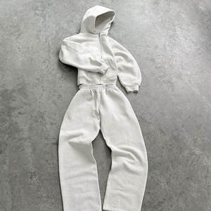 Custom Quality Two Pieces Sets Vintage Blank Hoodie and Sweatpants Sweat Track Suit Gym Zip up Baggy Oversize Plain Tracksuit - Product Image 5