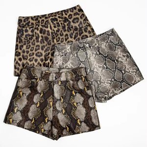 New Products Hot Pattern <b>Leather</b> Short <b>Sexy</b> <b>Leather</b> Sheepskin Printing Shorts for Ladies - Product Image 1