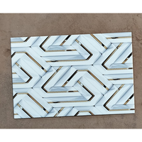 Carrelage mural géométrique contemporain en or blanc 20x30cm, carrelage mural en céramique imprimé numériquement pour l'intérieur et la salle de bain 3466-HL