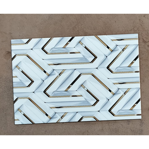 Carrelage mural géométrique contemporain en or blanc 20x30cm, carrelage mural en céramique imprimé numériquement pour l'intérieur et la salle de bain 3466-HL - Product Image 2