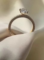 Anillo de Compromiso y Boda con Diamante Cultivado en Laboratorio de 2 Quilates, Corte Marquesa Holandesa, Estilo Art Deco, Oro de 18K, Grabado Gratuito, Certificado IGI, Unisex