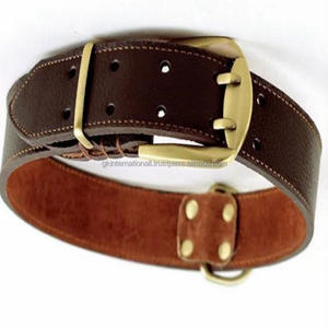 Leather Dog <b>Collar</b> Adjustable Pet Neck Training <b>Collar</b> for Large Dogs Heavy Duty Double <b>Pin</b> Brass Buckle Bulk Order Accepted - Product Image 1