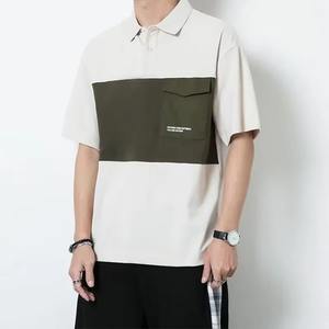 Chemises Polo Casual pour Hommes à Manches Courtes avec Poche, T-shirts à Col Revers, Tops Amples et Respirants, Patchwork, Mode Masculine, T-shirts Oversize - Product Image 5