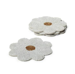 Sous-verres classiques perlés Papillon Bleu Vert Blanc Décoratifs pour table Lot de 5 sous-verres perlés - Product Image 6