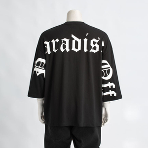 เสื้อยืดทรงใหญ่โอเวอร์ไซส์สำหรับผู้ชายและผู้หญิง |   เสื้อครอปทรงหลวมไหล่ตก ผ้าฝ้าย 100% ลายพิมพ์ตัวอักษร แห้งเร็ว สวมใส่สบาย - Product Image 2