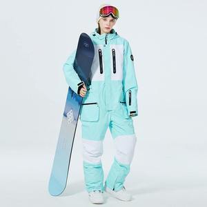 Waterproof One Piece Ski Suit <b>Women</b> Men Winter Snowboarding Jumpsuit <b>Thermal</b> Hooded Windproof Outdoor Sports Skiing Apparel Wear - Product Image 2