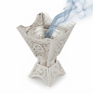 Stainless Steel Incense Burner Silver Metal Mabkhara For Arab <b>Bakhoor</b>. Modern Hammered <b>Oud</b> Burner Holder Tabletop Censer On Sale - Product Image 5