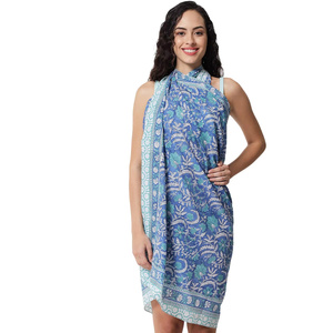 Sarong de Algodón con Estampado a Mano a Excelente Precio para Mujer, Ligero, para Usar como Cubrebañador, Ropa de Playa y Resort para el Verano - Product Image 6