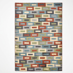 Tapis en laine moderne à poils épais, tufté à la main, antidérapant, écologique, avec bordure décorative florale multicolore personnalisée - Product Image 1