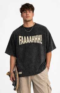 T-shirt en coton délavé surdimensionné pour homme, style vintage streetwear, imprimé lettres, manches courtes, col rond - Product Image 2