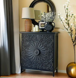 Armario de Cocina Alto de Madera Natural Moderno con Puertas Corredizas Estilo Granero, 10 Puertas Laterales, 2 Cajones y Estantes Ajustables - Product Image 1