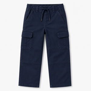 Pantalon cargo imprimé pour garçons, en sergé de coton, multi-poches, taille élastique avec cordon de serrage, coupe droite, décontracté, style streetwear - Product Image 2
