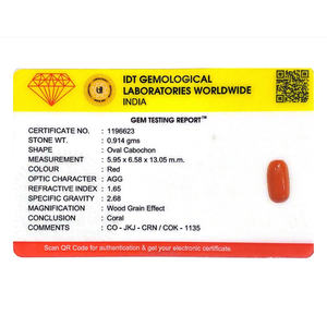 Natural Red Coral Oval Cabochon Loose Gemstone 4.57 Carat Certified Wholesale - Product Image 4