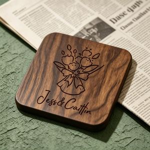 Wooden Coaster <b>Square</b> Thank You Engraved Reusable <b>Table</b> Pad Modern Home Decor at lowest prices By NEHA ENTERPRISES - Product Image 4