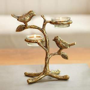 Porte-bougie en métal en forme d'oiseaux amoureux romantiques sur un arbre, pour bougies chauffe-plat, pour la décoration intérieure et le salon, cadeau pour couple pour la Saint-Valentin - Product Image 2