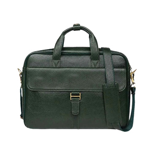 Sac pour ordinateur portable en cuir véritable, mallette d'affaires haut de gamme avec compartiment rembourré pour ordinateur portable, bandoulière réglable, plusieurs compartiments de rangement - Product Image 3