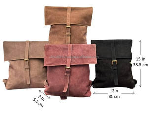 Sac à dos de grande capacité en cuir suédé véritable de haute qualité pour hommes et femmes Sac pour l'école et l'ordinateur portable - Product Image 3