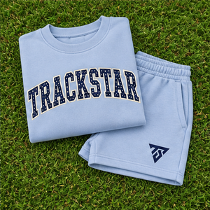 Women's Light Blue Polka Letter Crew Neck 2-Piece <b>Shorts</b> <b>Set</b> Custom Casual Sportswear - Product Image 6