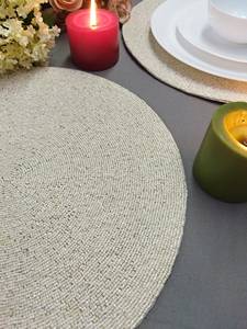Set de table en coton polyester antidérapant motif bohème, creux, or et argent, diamètre 300 mm, écologique, pour cuisine Cedar Space - Product Image 4