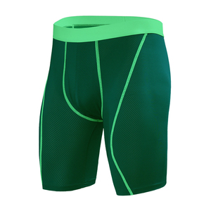<b>Men</b> Compression <b>Shorts</b> Mid Waist Elastic Breathable Quick Dry Solid <b>Green</b> Spandex Polyester Sporty Style - Product Image 1