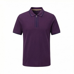 Chemise décontractée pour homme en piqué 100 % polyester bleu marine à manches courtes, respirante, infroissable, coupe classique, design tricoté uni - Product Image 1