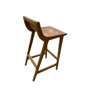 Tabouret de bar moderne en teck massif, style mid-century, pour îlot de cuisine - Product Image 1