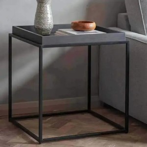 Black Stained Solid Wood <b>Side</b> <b>Table</b> with Steel Frame - Wholesale Modern Furniture - Product Image 1