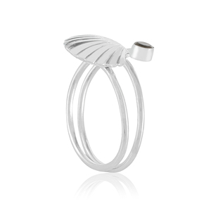 Bague en argent sterling 925 avec coquillage – Bijou côtier en coquille de pétoncle et pierre précieuse - Product Image 4