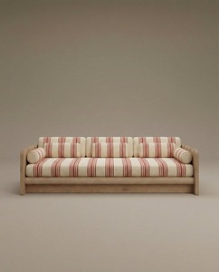 Sofá Cama Escandinavo de Tela, Tres Plazas, Respaldo Acolchado, Brazos Acolchados, Forma de L, Muebles Modernos de Lujo para Sala de Estar - Product Image 2