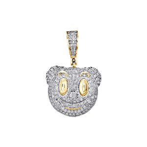 DHANI JEWELS PVT LTD Colgante Hiphop de Cara de Payaso con Diamantes Redondos Reales de Oro Amarillo de 10K para Hombre, Charm Pavé de 1 pulgada, 0.33 CT - Product Image 1