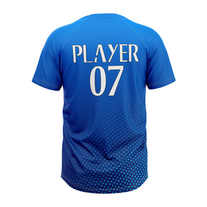 OEM Custom 2 <b>Button</b> Baseball Jersey <b>Half</b> Sleeve Quick Dry Sublimated Team <b>Shirt</b> Athletic Uniform Quick Factory Supply - Product Image 6