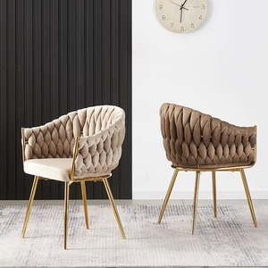Wholesale Modern Nordic Luxury Metal Gold Fabric Velvet Dinning Room Home Furniture Restaurant <b>Dining</b> <b>Chairs</b> with Metal Legs - Product Image 1