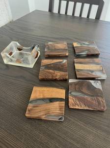 YINHAO Nouveau produit, sous-verre en bois et résine époxy fait main, sous-verre pour boissons, sous-verre en bois d'acacia naturel et résine pour table basse - Product Image 6
