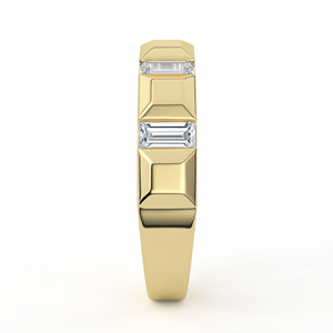 Anillo de Oro con Banda de Diamantes Corte Baguette Contemporáneo, Facetado Geométrico, Joyería Fina Minimalista para Aniversario de Bodas - Product Image 5