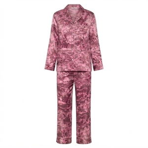 Conjunto de Pijama de Poliéster para Mujer, Manga Larga, Estampado, Cintura Elástica, Transpirable, Ropa de Dormir para el Hogar - Product Image 4