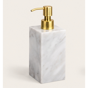 Fabulous Design White Marble Soap Dispenser with Gold <b>Brushed</b> Pump Natural Stone Liquid Lotion Bottle for Hotel & Bathroom Decor - Product Image 1