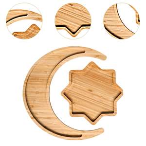 Plateau en bois en forme de lune, centre de table décoratif pour l'Aïd Moubarak, idéal pour la cuisine, la maison, le jardin et les fêtes - Product Image 5
