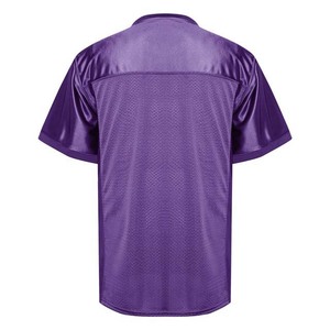 Camiseta de fútbol de malla de manga corta con cuello en V para hombre, color morado, que absorbe la humedad, ajuste regular, para todas las estaciones - Product Image 2
