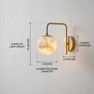 Applique murale Art Déco moderne en laiton avec plaque arrière ronde et abat-jour cylindrique en marbre, faite à la main, pour intérieur/extérieur, idéale pour la maison et le bureau - Product Image 2
