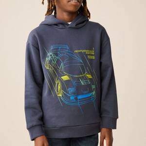 Custom Unisex Navy Blue Hooded Sweatshirt With <b>Car</b> Print Regular Fit Casual Autumn Wear 100% Cotton French Terry Fabric - Product Image 3