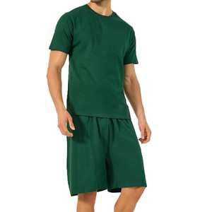 Ensemble t-shirt et short 2 pièces blanc et vert pour hommes, tenue décontractée à manches courtes, streetwear d'été en coton, ensembles de shorts élégants - Product Image 5