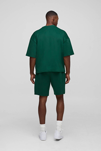 Conjunto de Camiseta y Pantalones Cortos Holgados para Hombre, Mezcla de Algodón Premium, Dos Piezas, Ropa de Verano, Etiqueta Privada Personalizada, Moda Urbana - Product Image 4